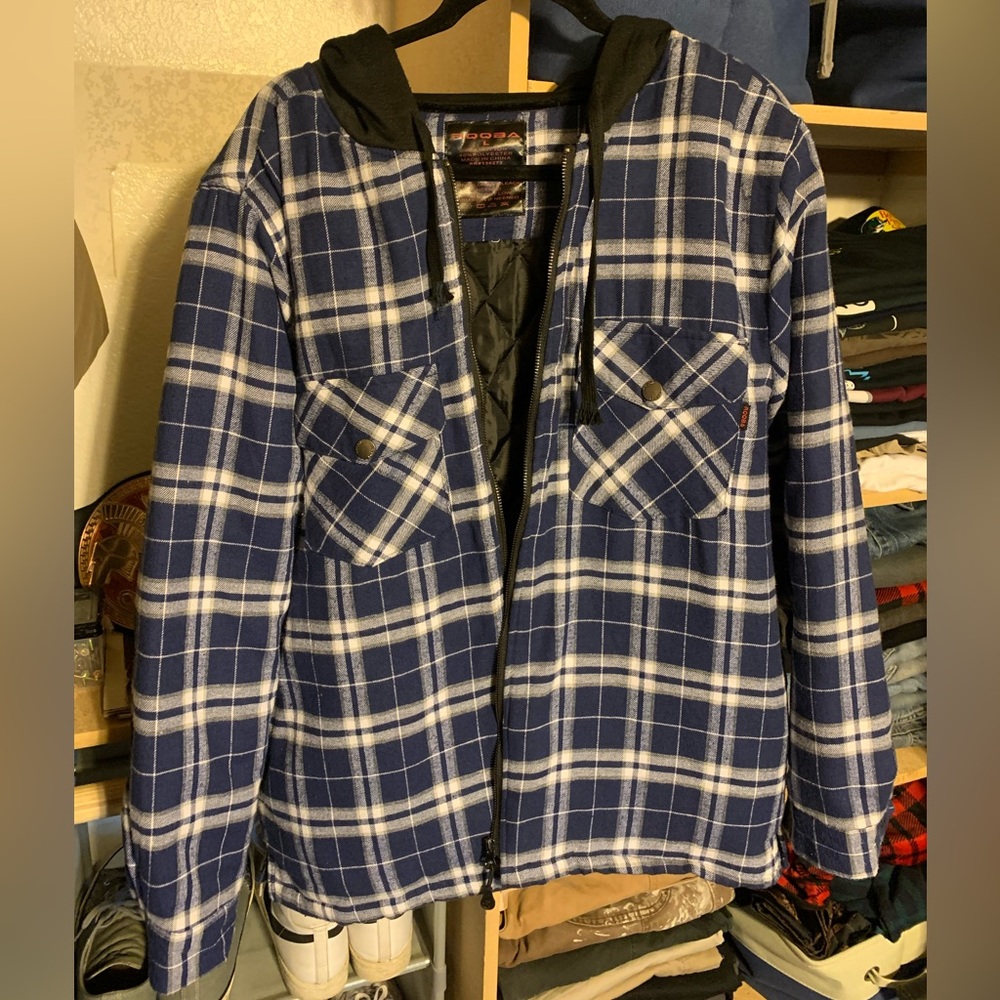 Blue Plaid Hooded Jacket